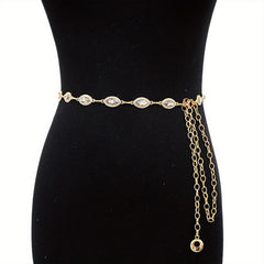 Golden Waist Chain Crystal Rhinestone Boho Body Chain Belt for Women