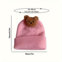 Bear Knitted Hat for Autumn and Winter Warm Keeping Beanie
