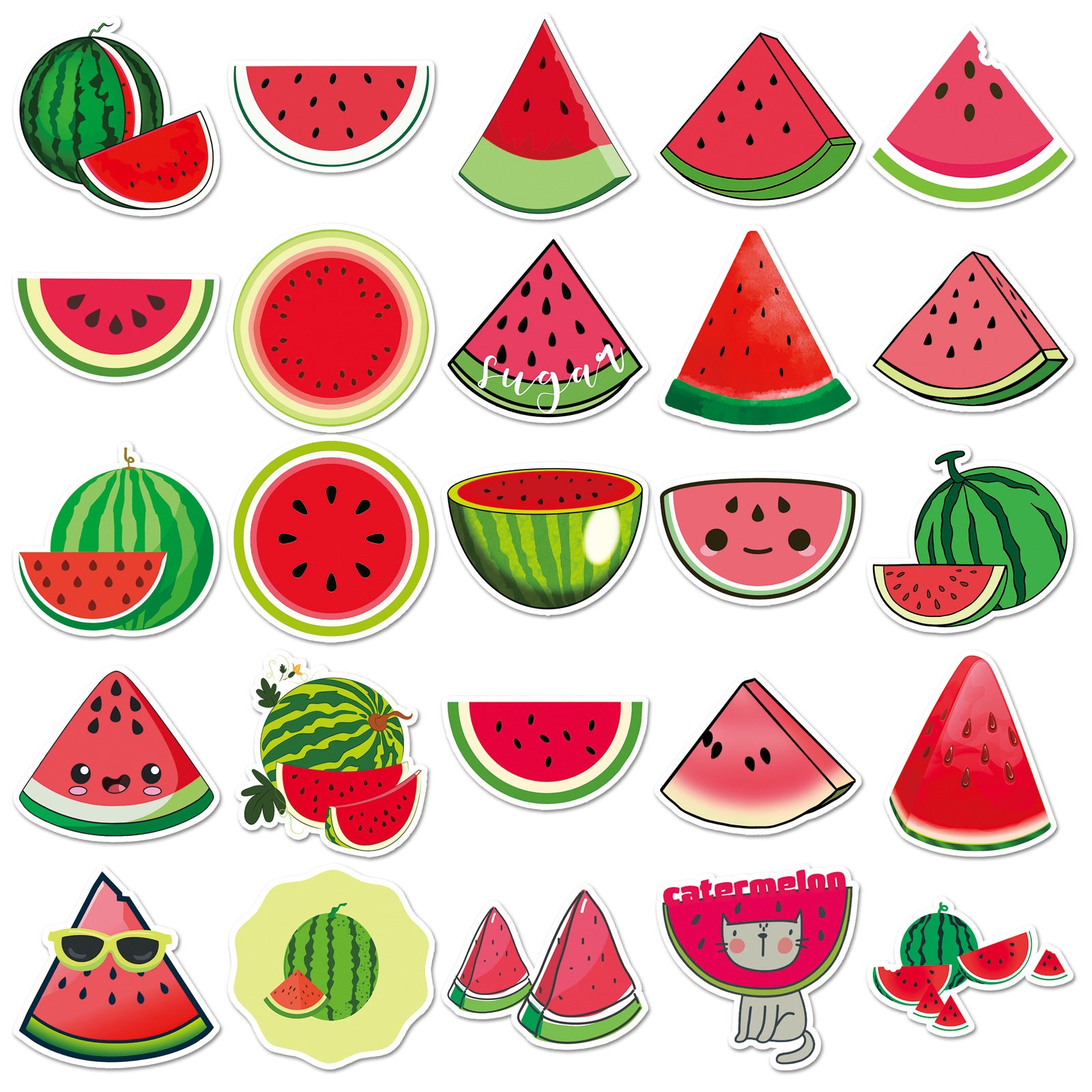 50pcs Watermelon Cartoon Stickers for DIY Projects Scrapbooking