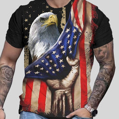 Independence Eagle & American Flag Print Men's T-shirt