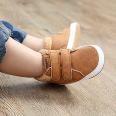 MYGGPP Baby Boys Hook And Loop Fastener Boots Soft And Warm Plus Fleece Winter