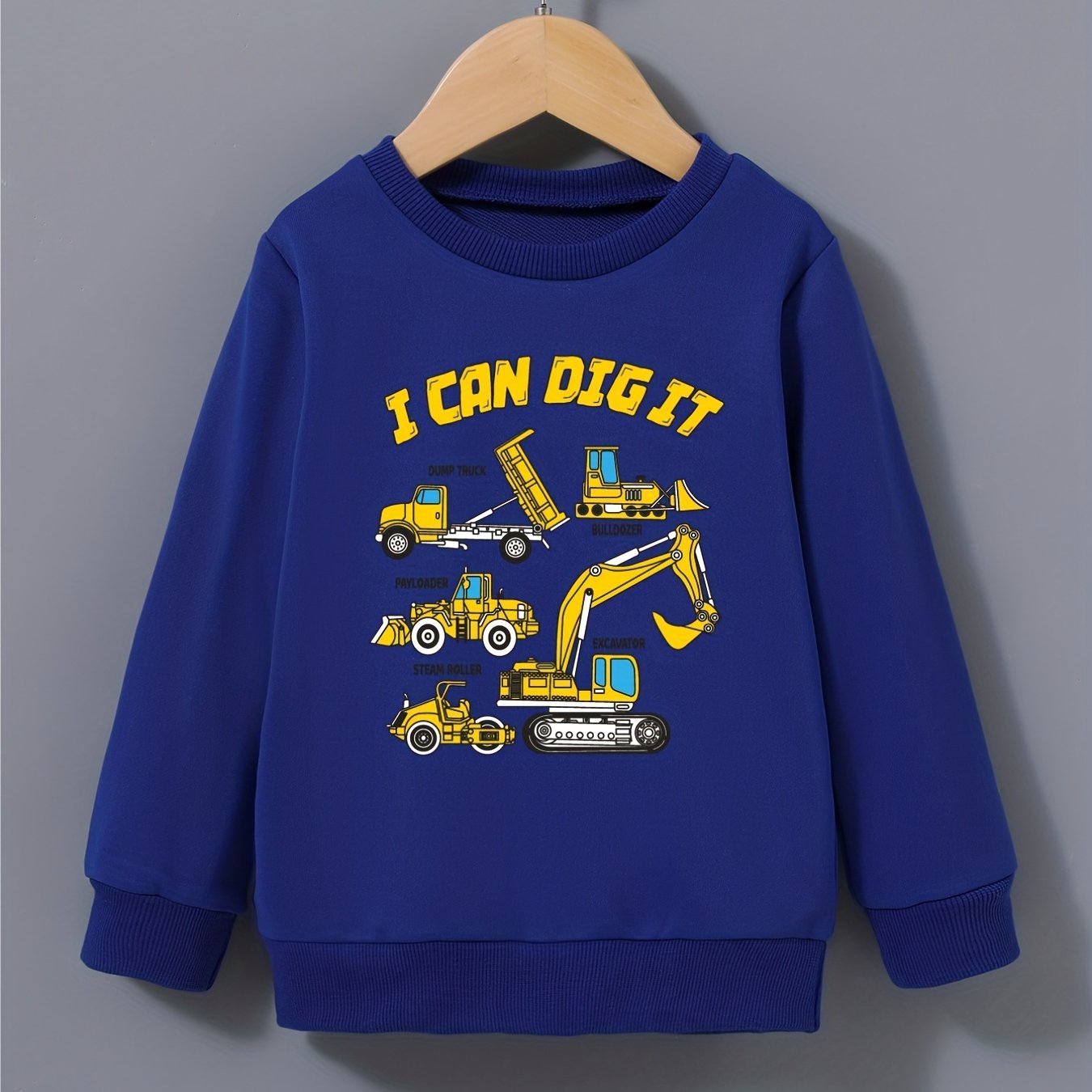 Cartoon Construction Car Boys Sweatshirt
