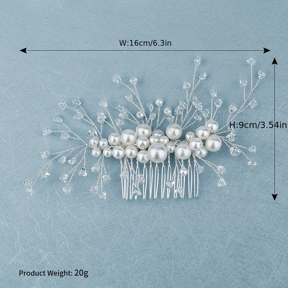 Crystal Pearl Hair Comb Wedding Headwear Hair Pin Bridal Accessory