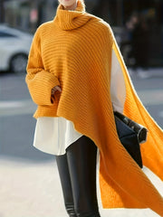 Women's Turtle Neck Irregular Cloak Sweater