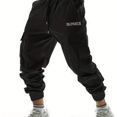 Summer Letter Print Casual Comfy Slightly Stretch Men's Cargo Pants
