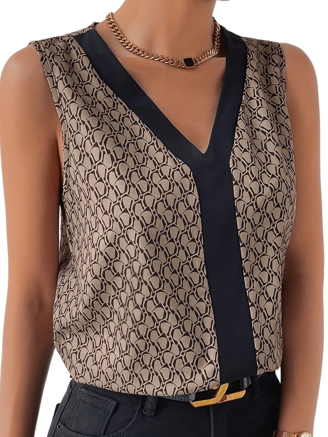 Graphic Print V Neck Tank Top for Women