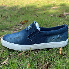 Men's Distressed Denim Slip-On Loafers Lightweight Breathable Walking Shoes