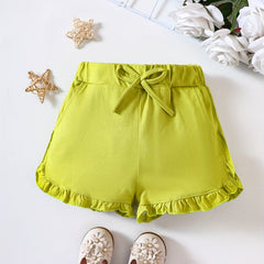 Comfy Baby Girls Ruffle Trim Loose Shorts