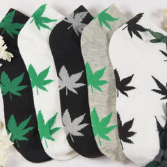 5 Pairs Maple Leaf Print Ankle Socks Lightweight Soft for Women & Men