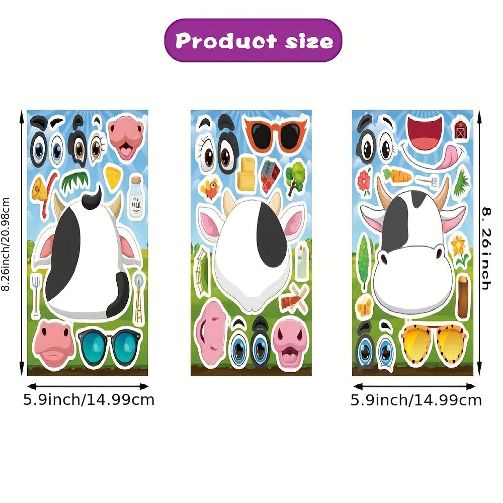 24pcs Farm Animal Cow Cartoon Stickers for Children - Animal Stickers