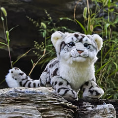 Realistic Snow Leopard Plush Toy 11.8in Faux Wildlife Stuffed Animal Soft Flanne