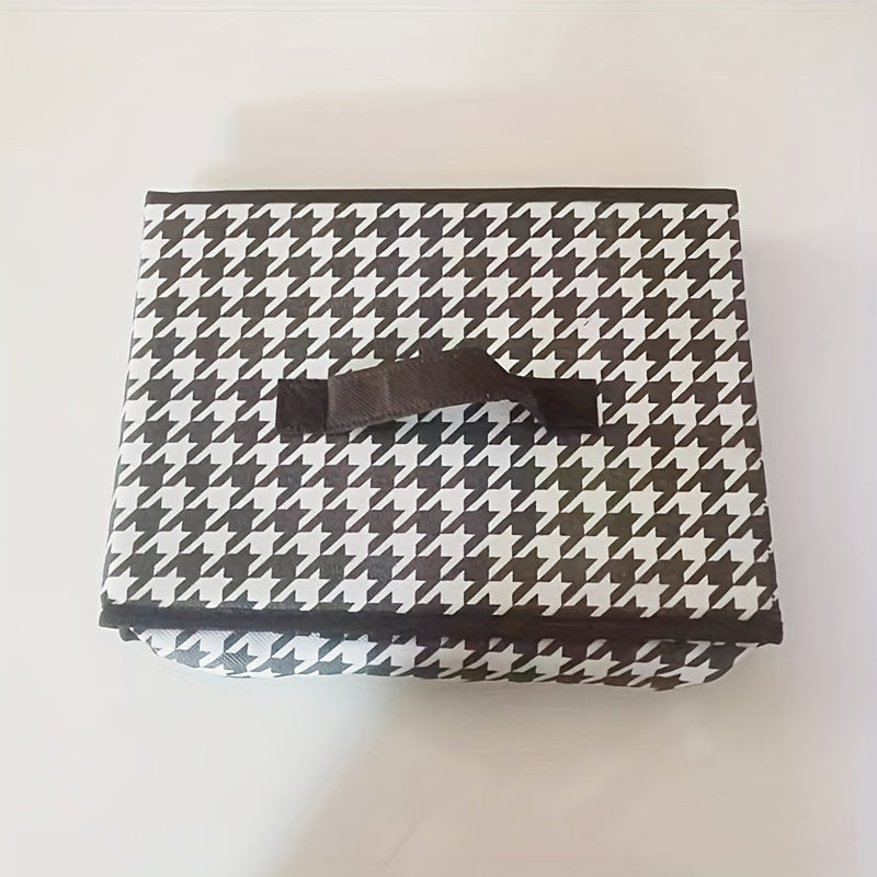 Houndstooth Clothes Drawer Storage Basket Large Reusable Box
