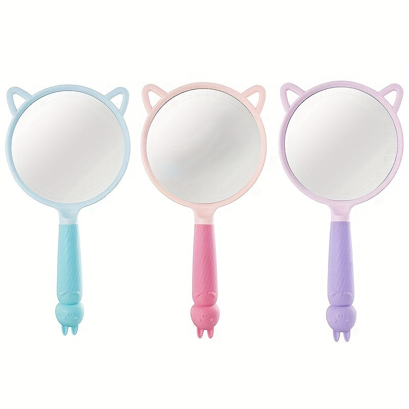 Cartoon Ear Handheld Makeup Mirror for Home and Travel