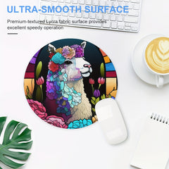 Stained Glass Alpaca Llama Round Mouse Mat Mouse Pad 7.87x7.87x0.1inch