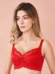Women's Lace Bow Full Cup Bra Breathable Comfortable Solid Bras
