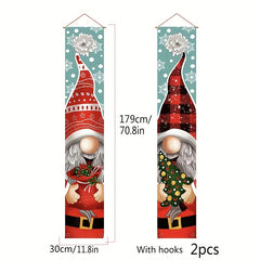 2pcs Santa Claus Door Banner Christmas Decorations Xmas Indoor Outdoor Wall