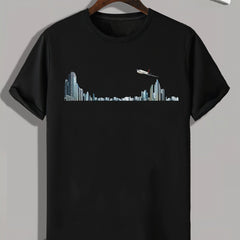 City View Print Men's Graphic T shirt Casual Comfy Tees For Summer Mens Clothing