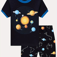 Boys Planets Pajamas Set Short Sleeves Tops & Bottoms