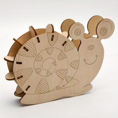 Children Snail Clock DIY 3D Wooden Puzzle Game Assembly Model Kits Toys