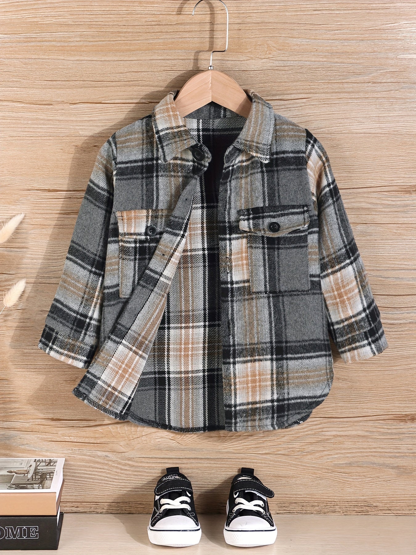 Boys Plaid Shirts Long Sleeve Button Down Tops Spring Fall Outwear Shirts