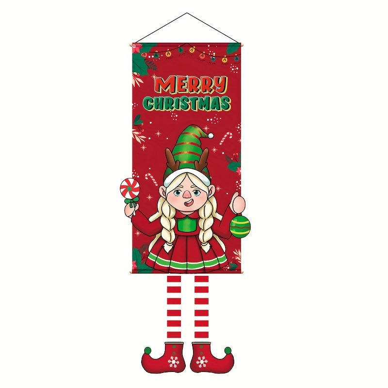 1pc Christmas Hanging Cloth Poster Party Decorations Supplies Props