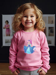 OERYUI Sweet Princess Print Crew Neck Pullover Top for Girls Boys