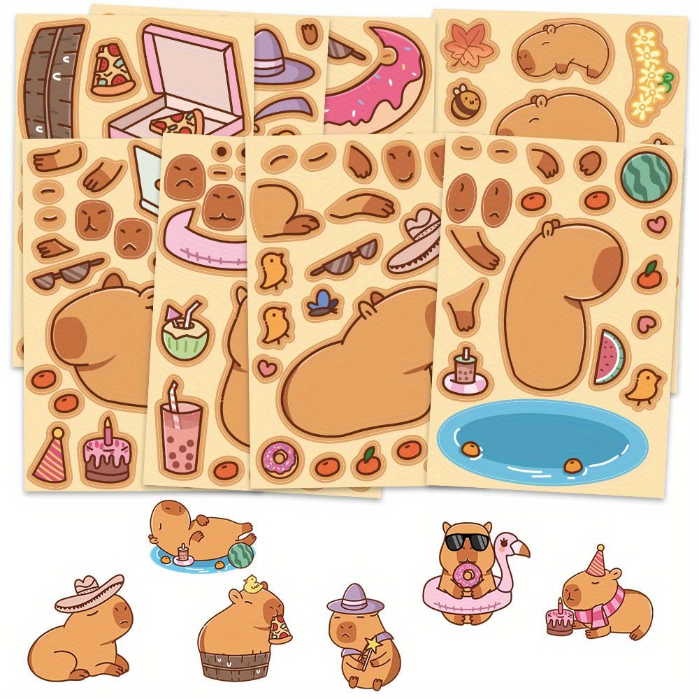8pcs Capybara Journal Series Graffiti Stickers DIY Creative Toy