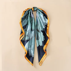 Flower Print Bandana Square Head Scarf Silk Floral Head Scarves Silk Hair Scarf
