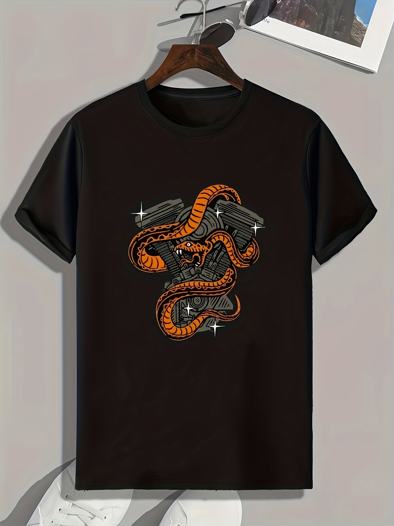 Snake Print Men's Graphic T shirt Casual Comfy Tees For Summer