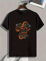 Snake Print Men's Graphic T shirt Casual Comfy Tees For Summer