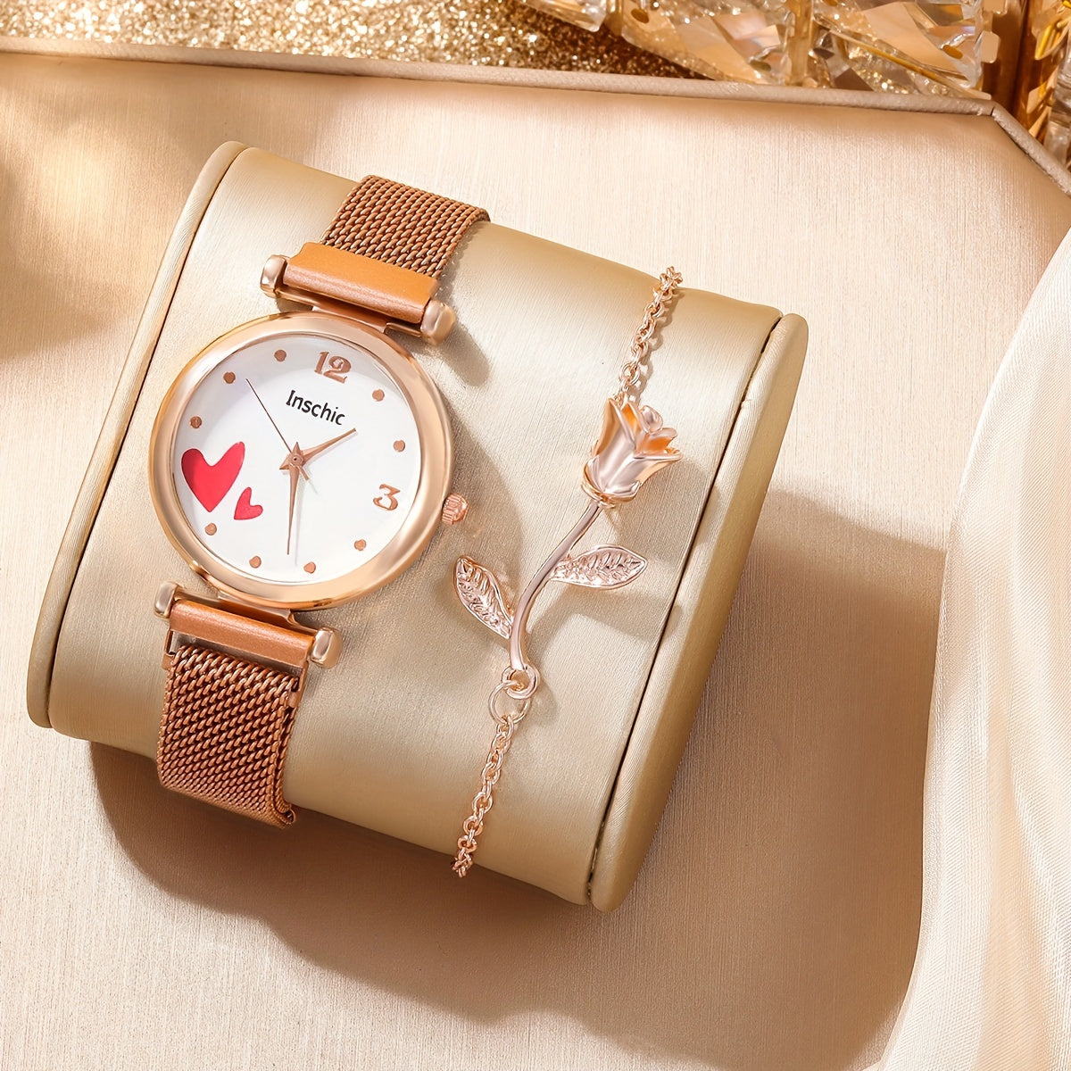 Student Digital Love Leather Watch & 5pcs Jewelry Set