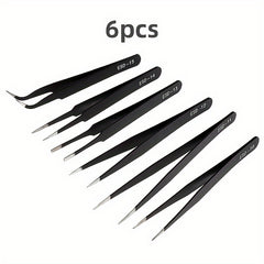 6pcs Stainless Steel Tweezers Multifunctional Tool For Model Making
