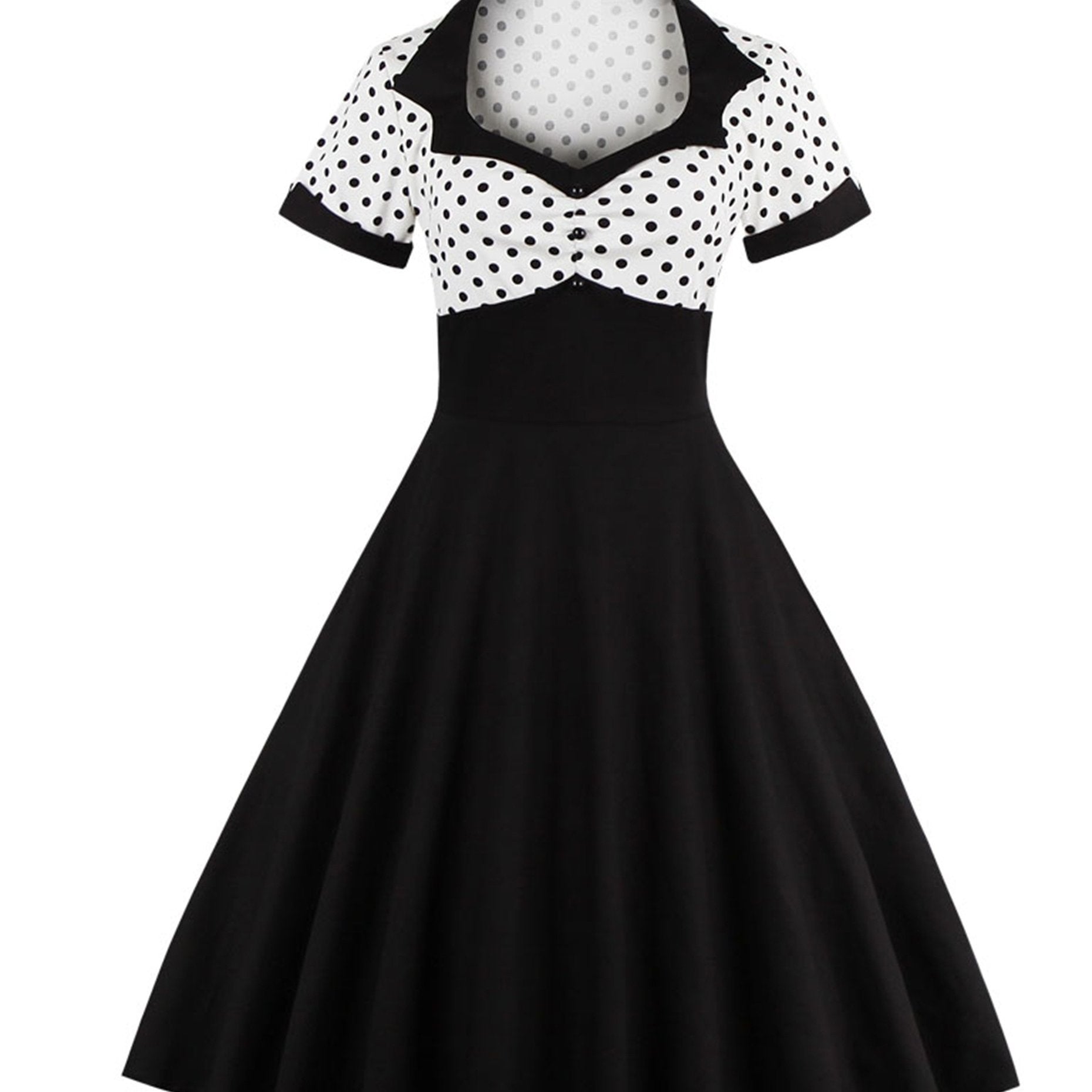 Women's Plus Colorblock Polka Dot Print Sweetheart Neck A line Occasion Dress