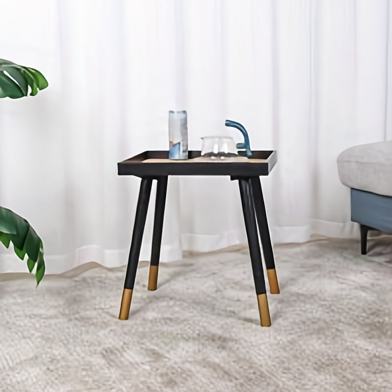 Solid Wood Rattan Legs Side Table for Living Room Bedroom Office