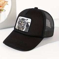 Tiger Embroidery Pattern Mesh Hat Sunshade Baseball Cap