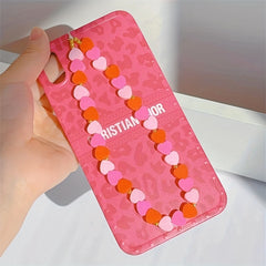 Pink Gradient Heart Mobile Phone Chain Keychain For Girls