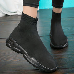 Women's Breathable Knit Mid Top Slip On Shoes
