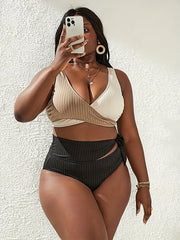 Colorblock Cross Tie Bikini Set