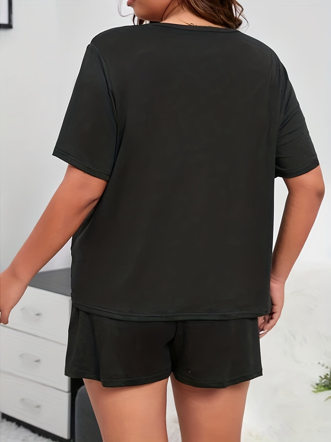 Slogan Lounge Set: Tee & Shorts Pajama
