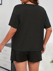 Slogan Lounge Set: Tee & Shorts Pajama