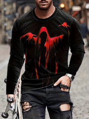 Spooky Man Print Men's Long Sleeve Novelty T shirt Stylish Tees