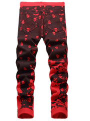 Men's Skull Pattern Jeans Streetwear Denim Pants