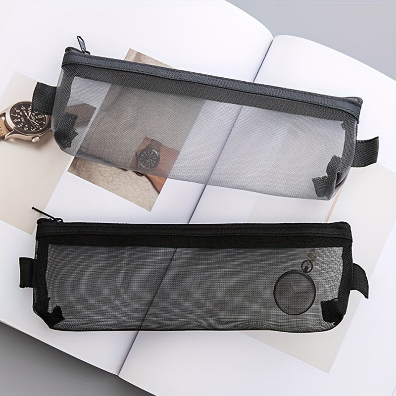 Transparent Mesh Student Pencil Bag Zipper Pencil Case