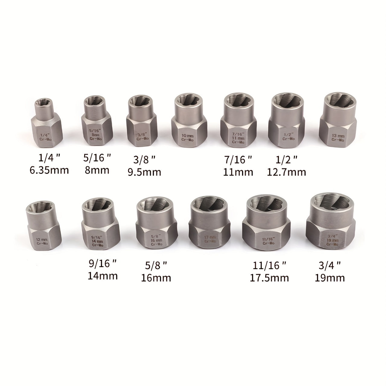 14-Piece Impact Bolt & Nut Remover Set - Cr-Mo Bolt Extractor Tool Set