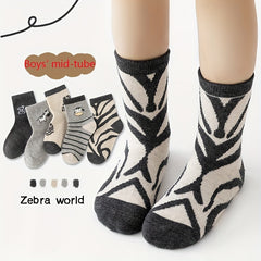 5 Pairs Animal Pattern Socks Soft Autumn Winter Comfortable Sports Socks