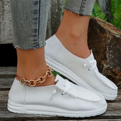 Women's Canvas Shoes Casual Lace Up Outdoor Sneakers Lightweight Low Top
