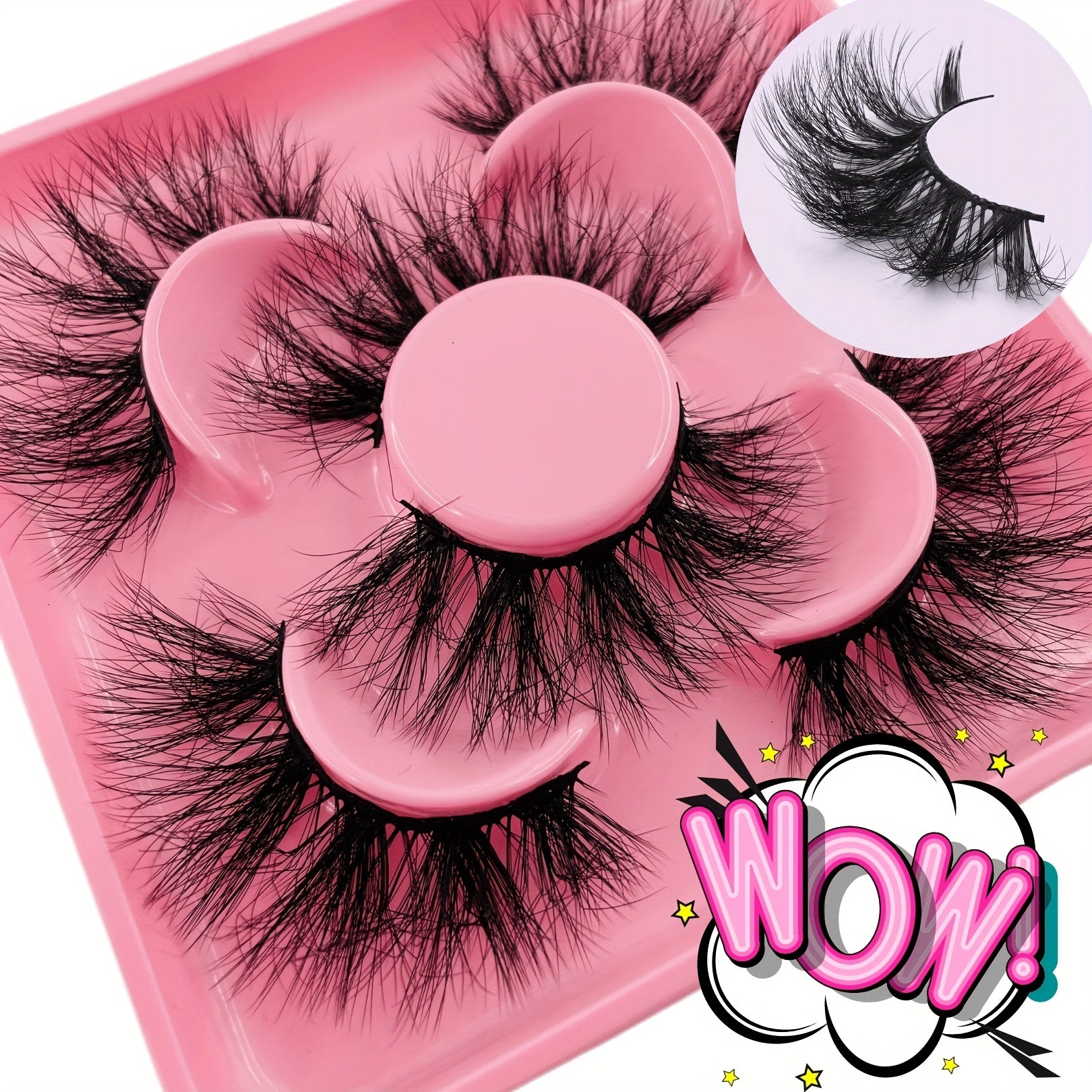 3 Pairs Fluffy Cat Eye False Eyelashes Thick Cluster Faux Mink Lashes