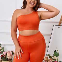 One Shoulder Crop Top & Shorts Two Piece Set