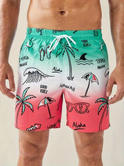 Men's Quick Dry Hawaiian Board Shorts - Casual Swim Trunks