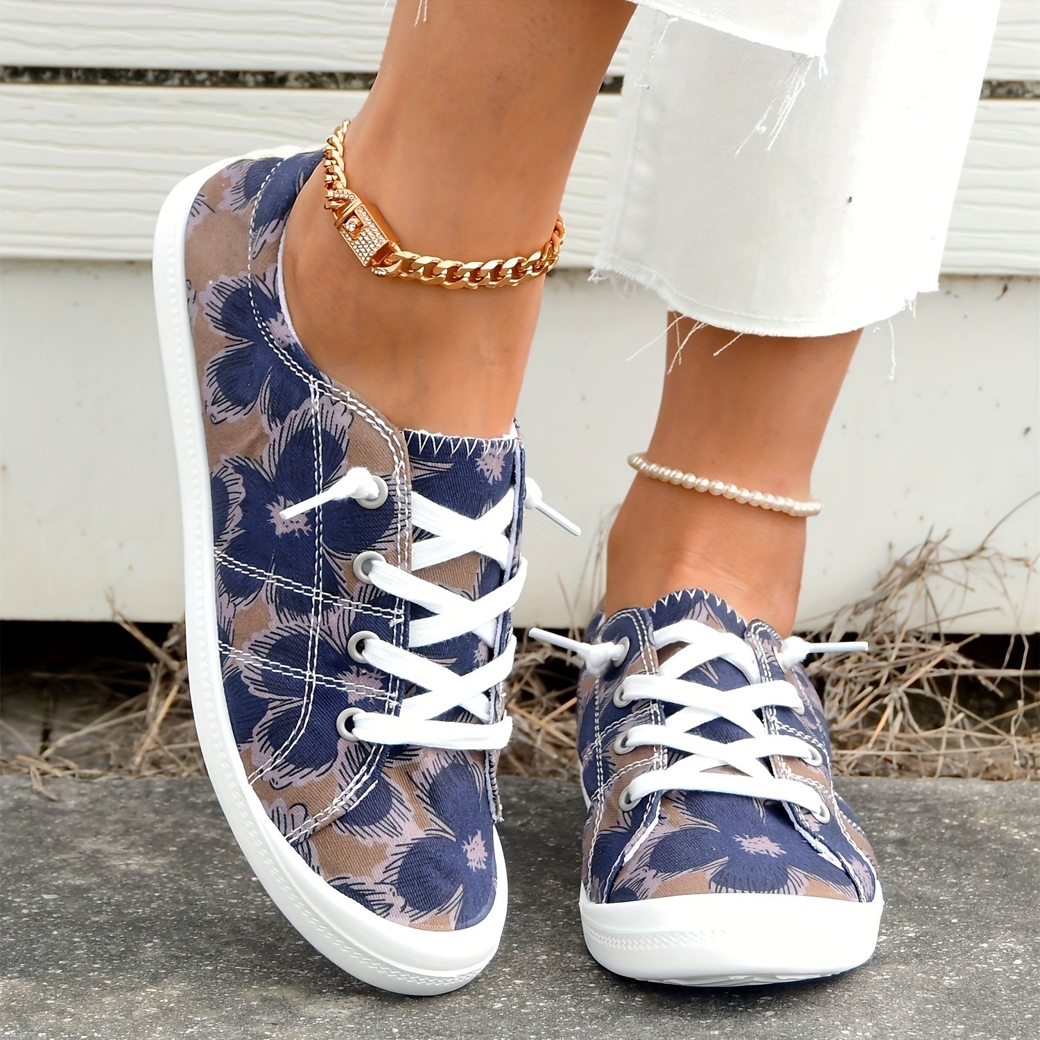 Floral Pattern Casual Shoes Lightweight Soft An